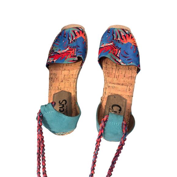 Circus by Sam Edelman size 11M Lenora Espadrille Sandals Ankle Wrap Tropical - Picture 4 of 7